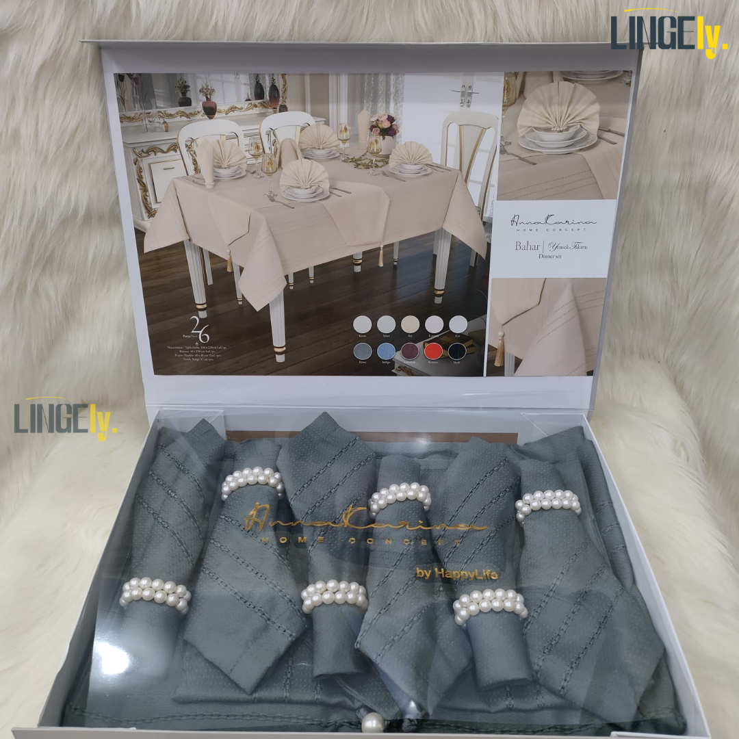 Ensemble de Table de Luxe 26 Pièces - Linge de Table Turc de Qualité Supérieure