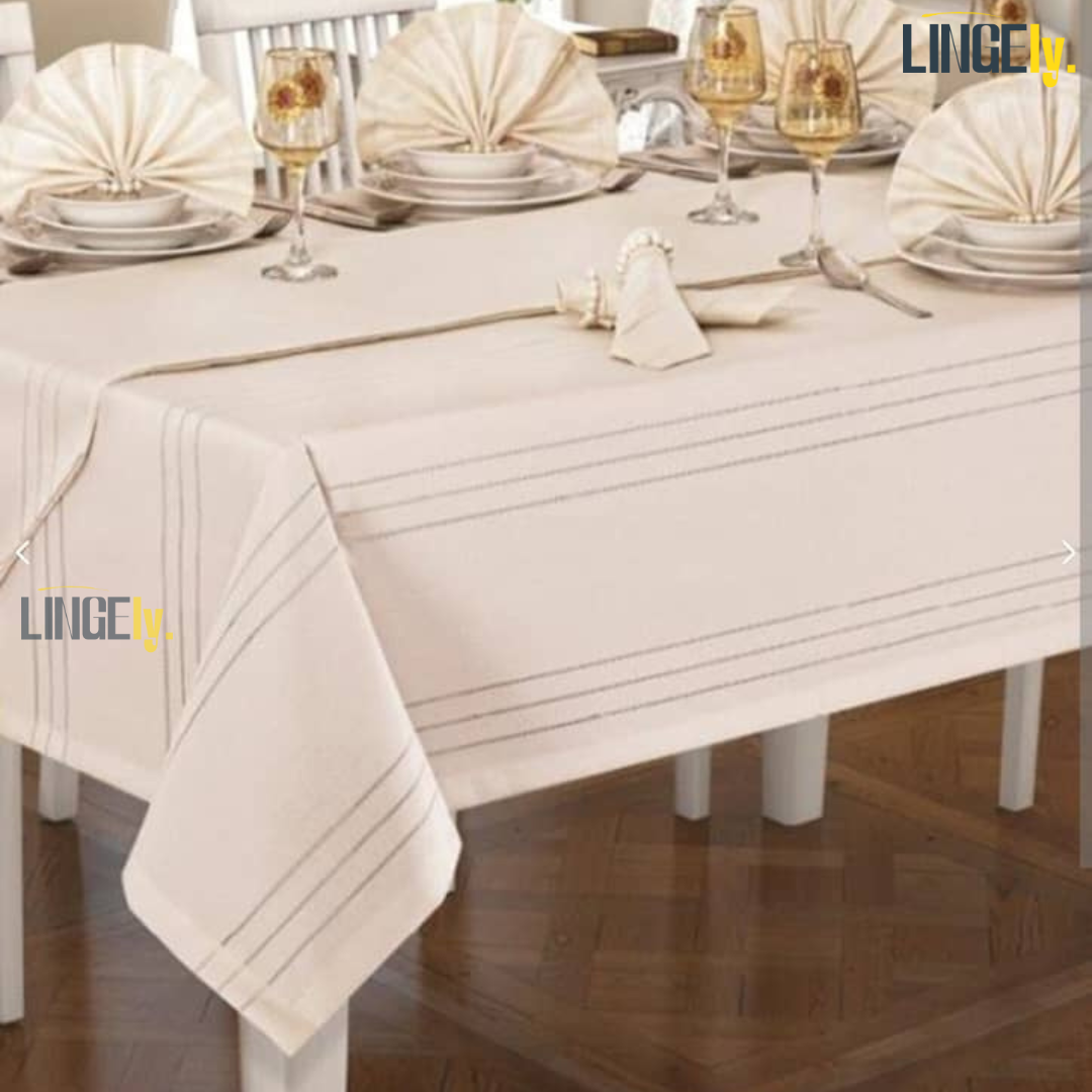 Ensemble de Table de Luxe 26 Pièces - Linge de Table Turc de Qualité Supérieure