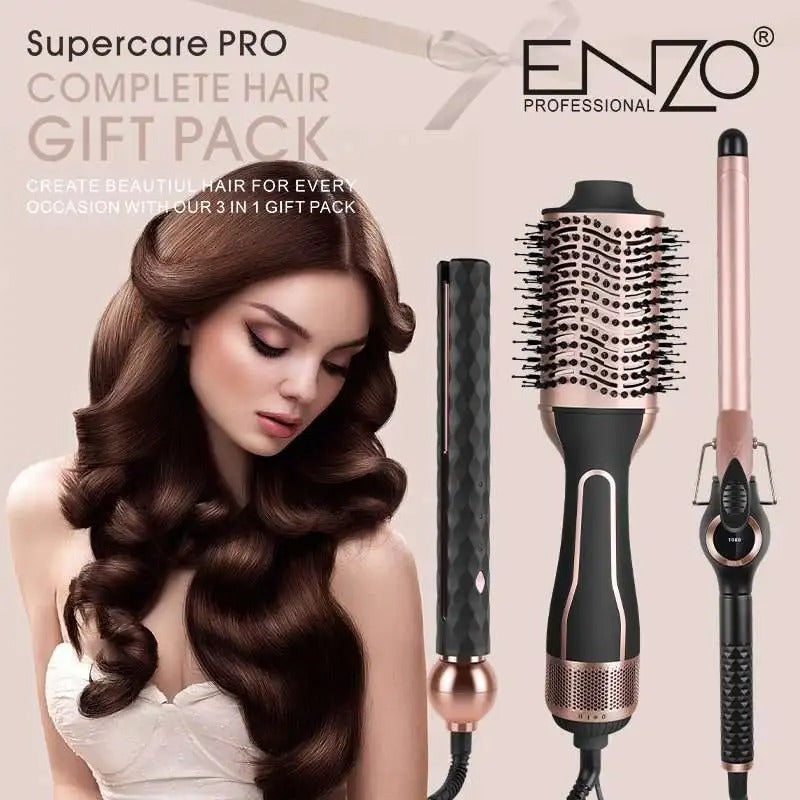 Enzo Gift Pack 3 en 1 Original هدية العروسة من العلامة الايطالية انزو 3 في 1 ليسور + مشط حراري + بوكلور