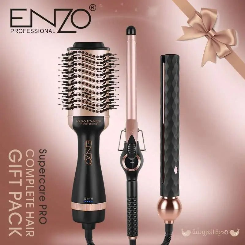 Enzo Gift Pack 3 en 1 Original هدية العروسة من العلامة الايطالية انزو 3 في 1 ليسور + مشط حراري + بوكلور