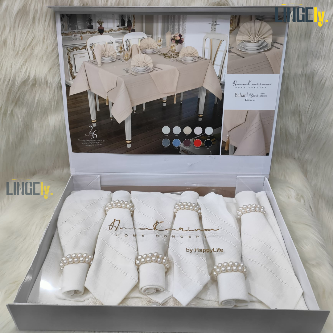 Ensemble de Table de Luxe 26 Pièces - Linge de Table Turc de Qualité Supérieure