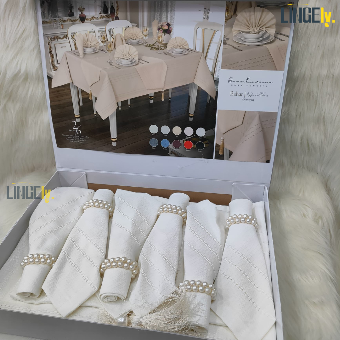 Ensemble de Table de Luxe 26 Pièces - Linge de Table Turc de Qualité Supérieure