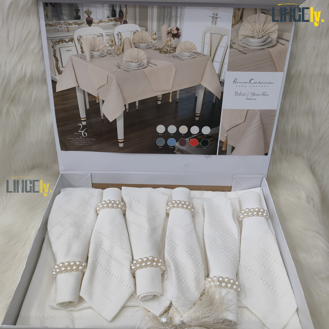 Ensemble de Table de Luxe 26 Pièces - Linge de Table Turc de Qualité Supérieure