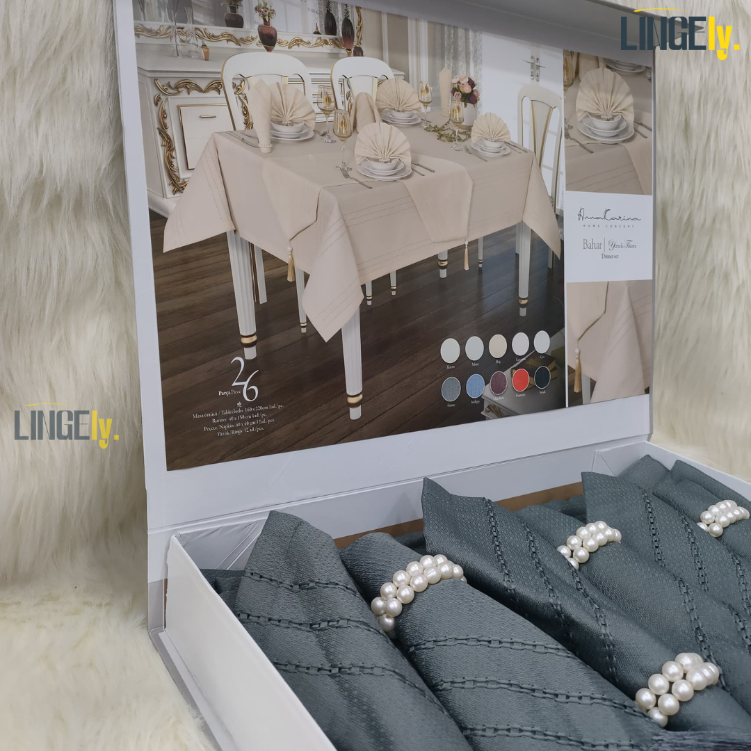Ensemble de Table de Luxe 26 Pièces - Linge de Table Turc de Qualité Supérieure