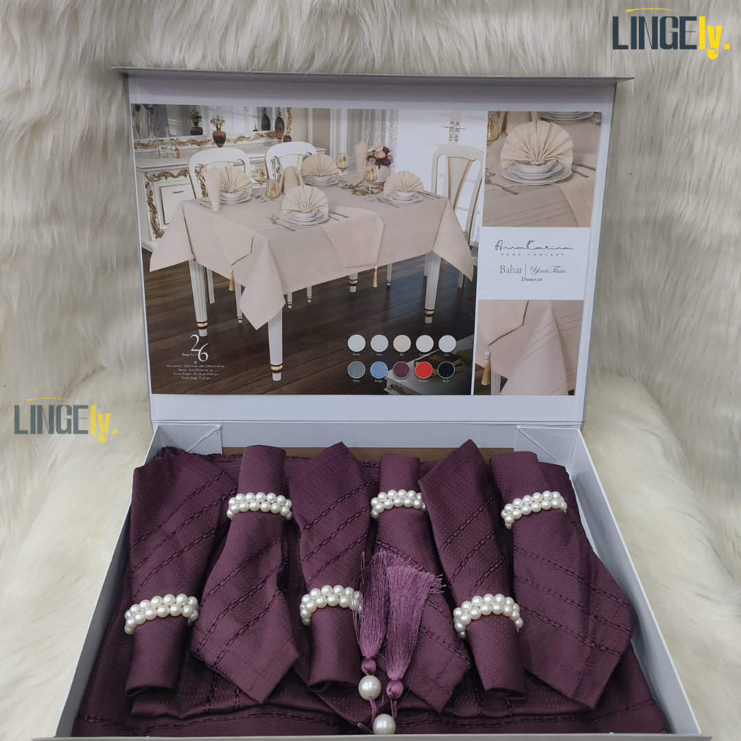 Ensemble de Table de Luxe 26 Pièces - Linge de Table Turc de Qualité Supérieure