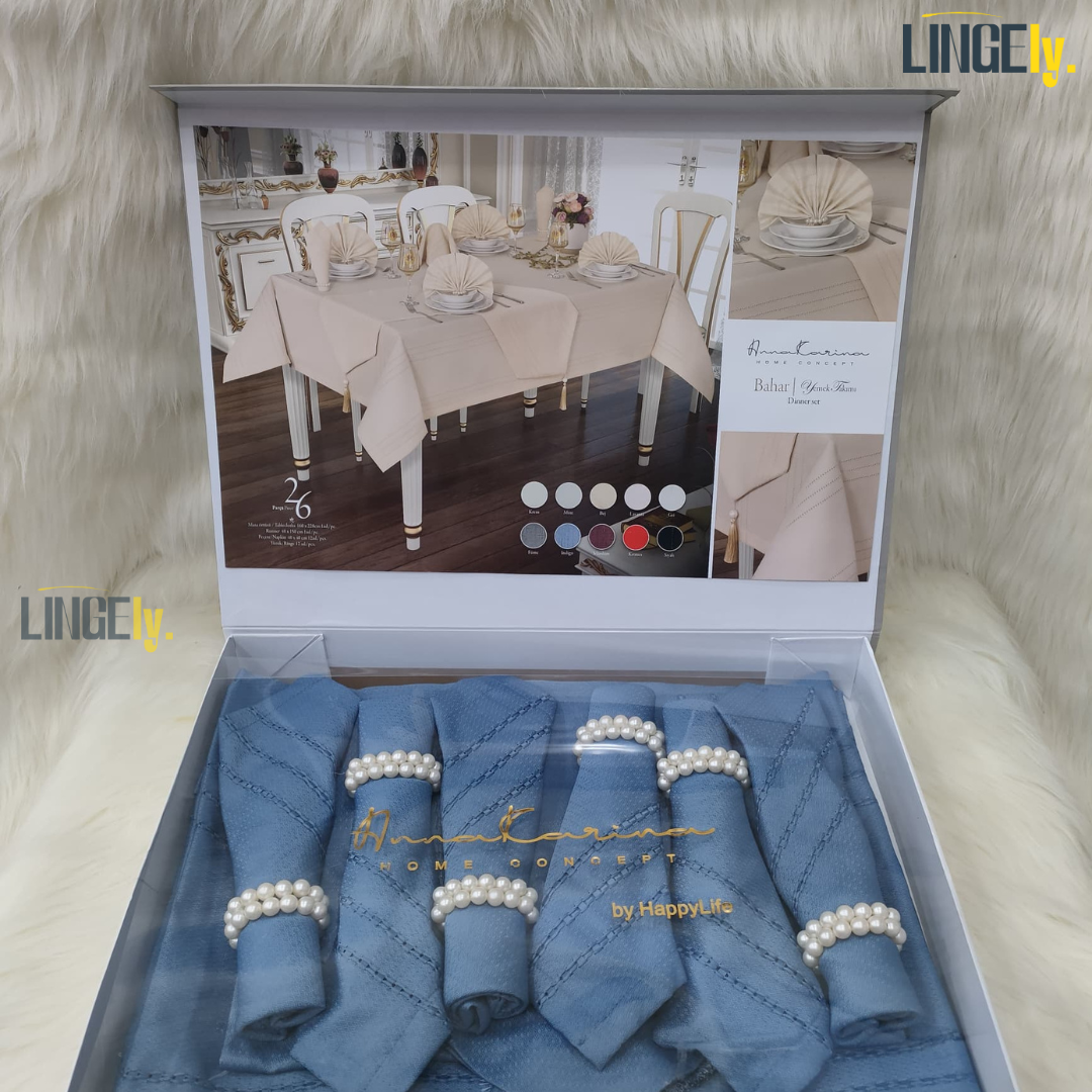 Ensemble de Table de Luxe 26 Pièces - Linge de Table Turc de Qualité Supérieure