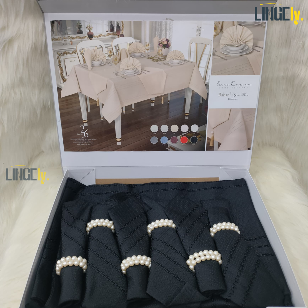 Ensemble de Table de Luxe 26 Pièces - Linge de Table Turc de Qualité Supérieure