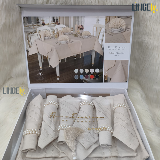 Ensemble de Table de Luxe 26 Pièces - Linge de Table Turc de Qualité Supérieure
