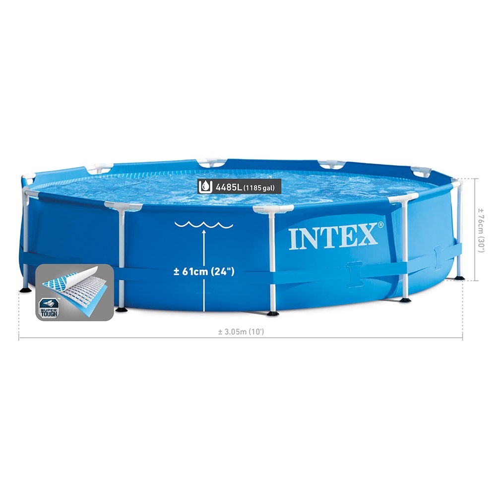 Intex Piscine Metal Frame Rond حمام سباحة فوق الأرض بإطار معدني