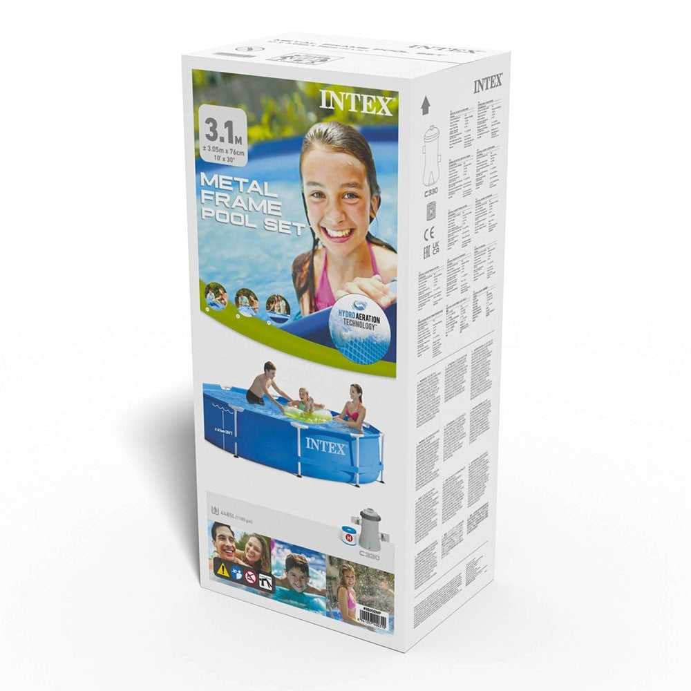 Intex Piscine Metal Frame Rond حمام سباحة فوق الأرض بإطار معدني
