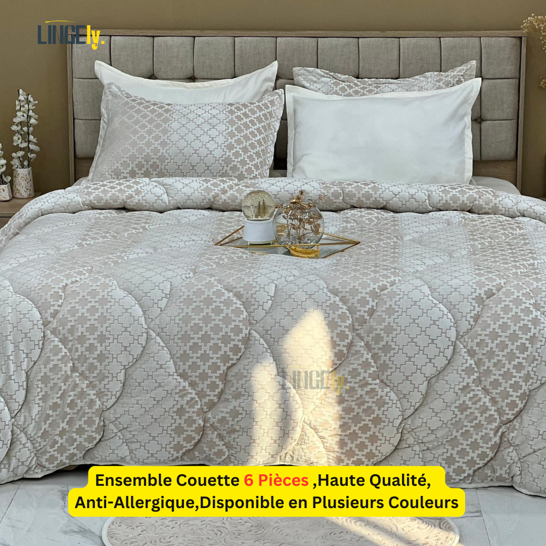 Ensemble Couette 6 Pièces ,Haute Qualité, Anti-Allergique,Disponible en Plusieurs Couleurs
