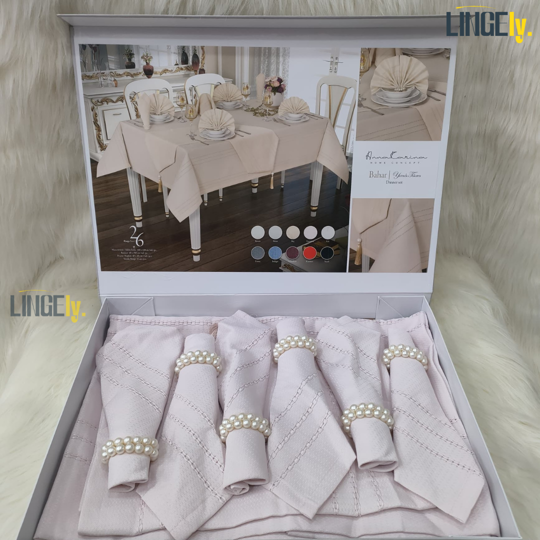 Ensemble de Table de Luxe 26 Pièces - Linge de Table Turc de Qualité Supérieure