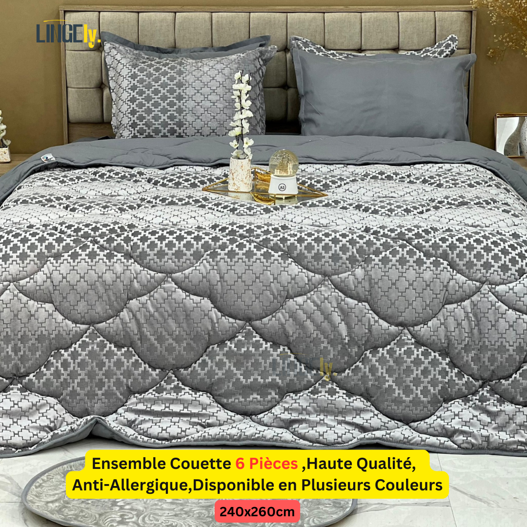 Ensemble Couette 6 Pièces ,Haute Qualité, Anti-Allergique,Disponible en Plusieurs Couleurs