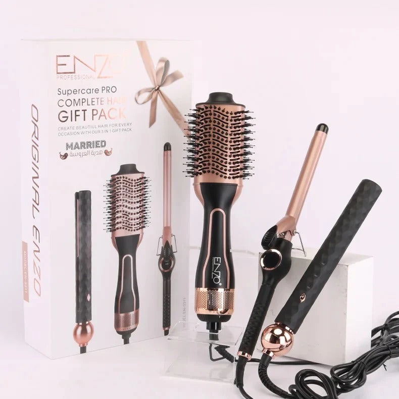 Enzo Gift Pack 3 en 1 Original هدية العروسة من العلامة الايطالية انزو 3 في 1 ليسور + مشط حراري + بوكلور