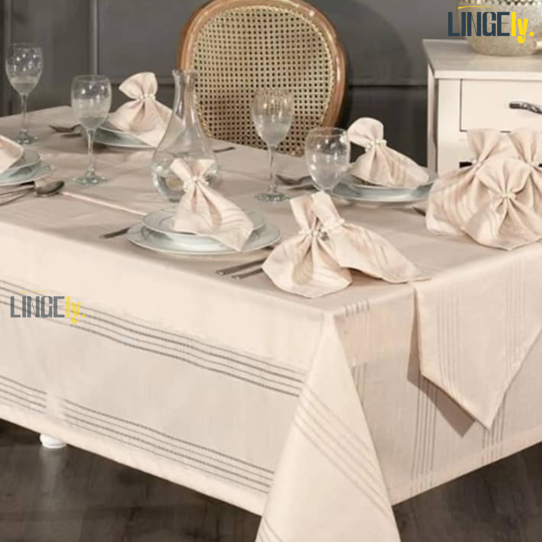Ensemble de Table de Luxe 26 Pièces - Linge de Table Turc de Qualité Supérieure