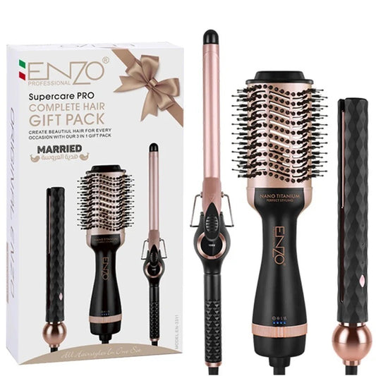 Enzo Gift Pack 3 en 1 Original هدية العروسة من العلامة الايطالية انزو 3 في 1 ليسور + مشط حراري + بوكلور