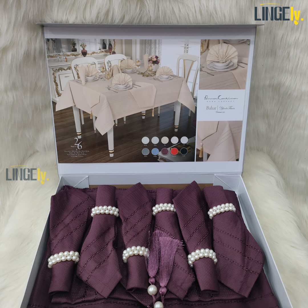 Ensemble de Table de Luxe 26 Pièces - Linge de Table Turc de Qualité Supérieure