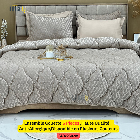 Ensemble Couette 6 Pièces ,Haute Qualité, Anti-Allergique,Disponible en Plusieurs Couleurs